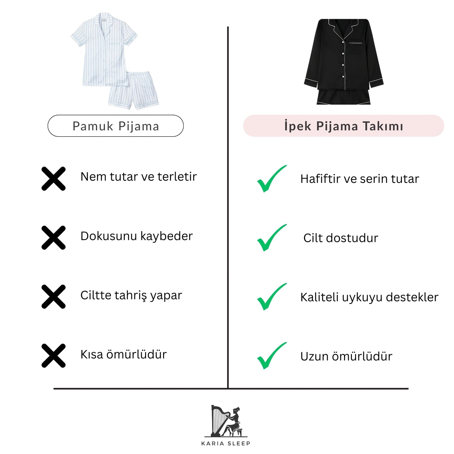 %100 Dut İpeği Pijama Seti