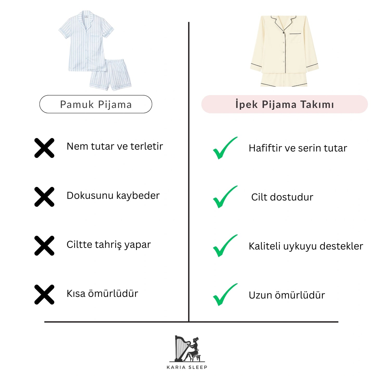 %100 Dut İpeği Pijama Seti